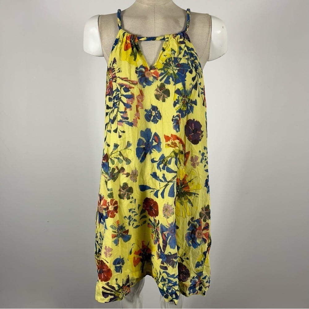Anthropologie Vanessa Virginia Floral Swing Dress Yellow Boho Mini S ❤️